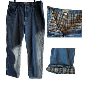 L.L. Bean Flannel Lined Comfort Waist Blue Jeans Straight Leg Men’s Size 40x32